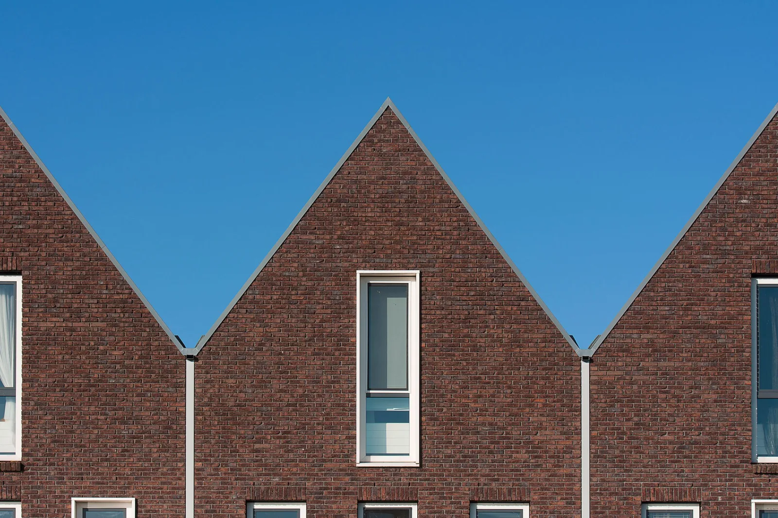 Brick gables in morning light